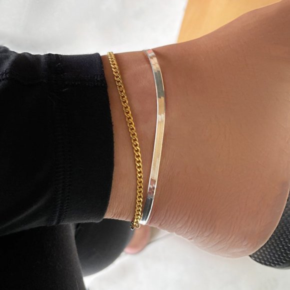 925 Sterling Silver Herringbone Ankle Bracelet Real SOLID Silver Anklet - Picture 4 of 5